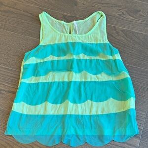 Vibrant Sleeveless Blouse in Green and Blue